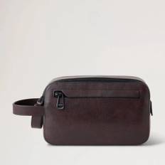 Mulberry Double Zip Wash Case Two Tone Leather Dark Chokolate