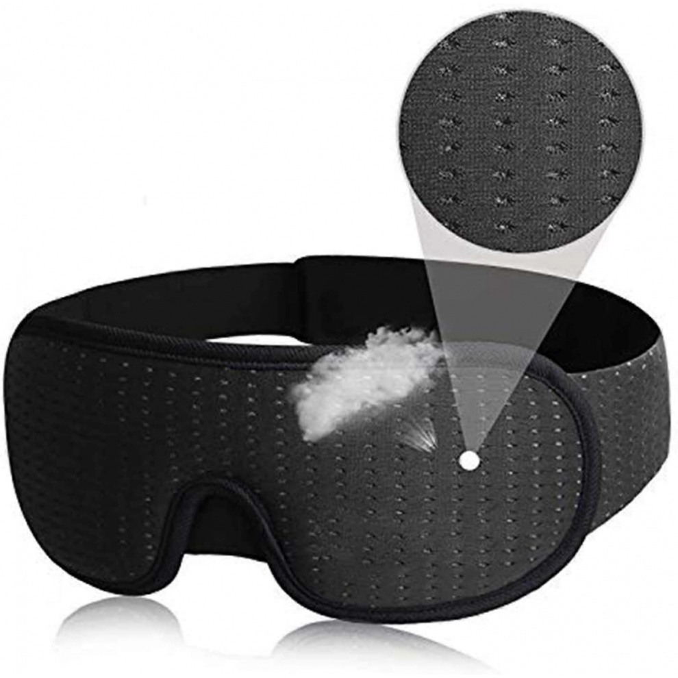 (Svart) 3D-mask kompatibel med sömnögonmask ljusblockerande mjuk vadderad sovmask tygskydd ögonbindel ögonlapp