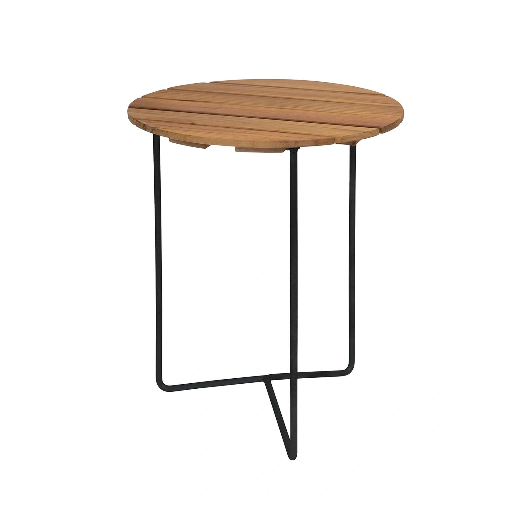 6B bord teak / svart Ø60 cm - Svart/Silver