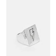 Reclaimed Vintage - Sølvfarvet unisex-ring med signet-stil og dobbelte lyndetaljer - 2XL