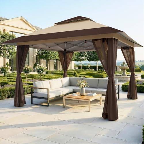Crown Shades 4x4 m Pop-up-Pavillon wasserdicht mit Moskitonetz