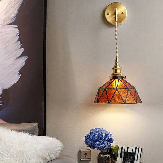 Aquarius – Elegant Vägglampa av Vattenrippleglas - Bärnsten / 220V-240V