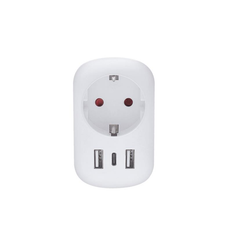 Rejseadapter SOLIGHT PA03UK med jordforbindelse og USB-oplader til brug i Storbritannien