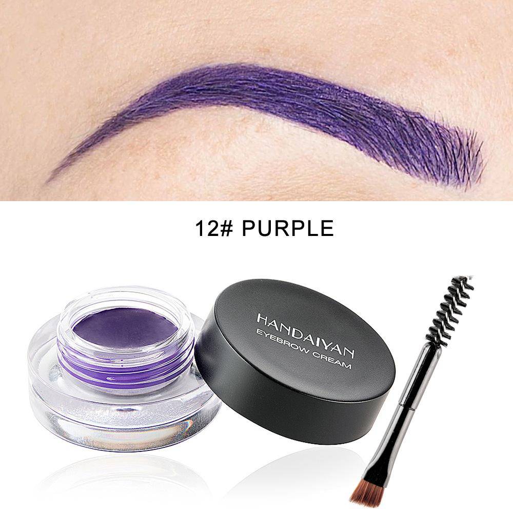 HANDAIYAN 12 färg vattenfast ögonbrynskräm Professionell eyeliner Ögonbrynsgel Högbrynsfärg Svarta ögonbrynssminkverktyg 12