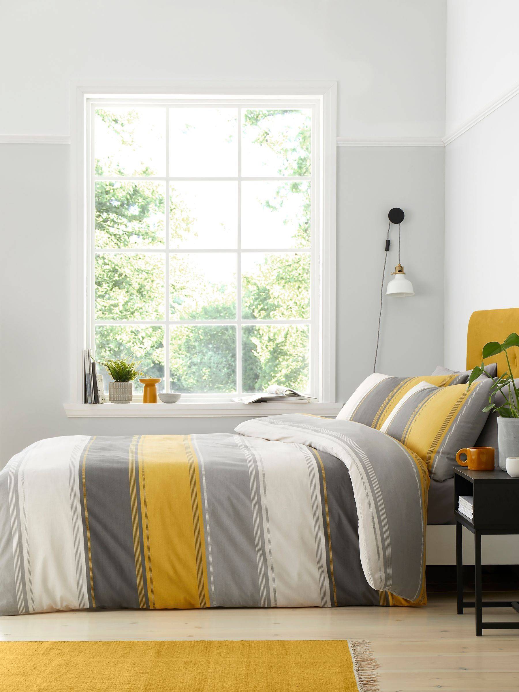Fusion Fusion Ochre Yellow Betley Duvet Cover and Pillowcase Set