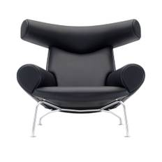 Fredericia Furniture - Wegner Ox Chair, Chrome, Leather Cat. 3 Max 98 Black - Fåtöljer - Hans J. Wegner - Svart - Läder/Metall
