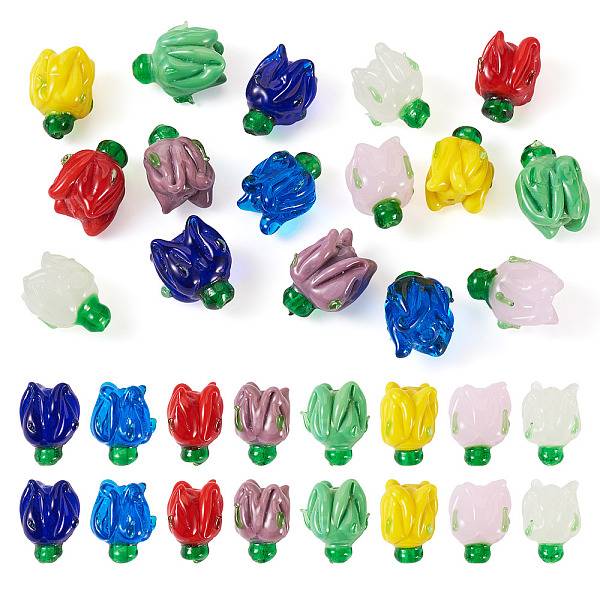 16pcs 8 Farben handgemachte Bunte Malerei-Perlen