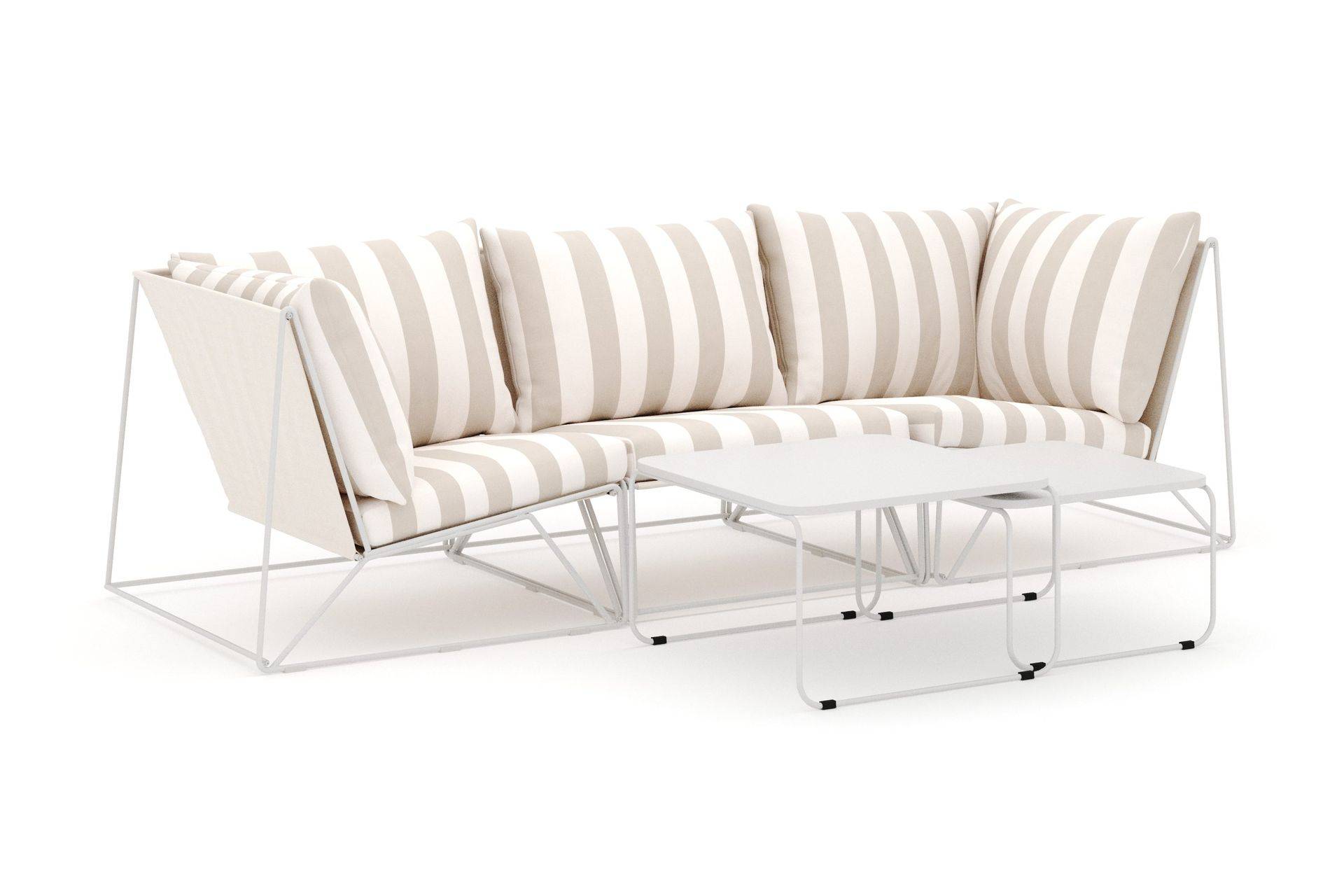 Comfort Garden Usteryd utomhus rak 3-sits soffa - Beige/Striped Loungegrupp