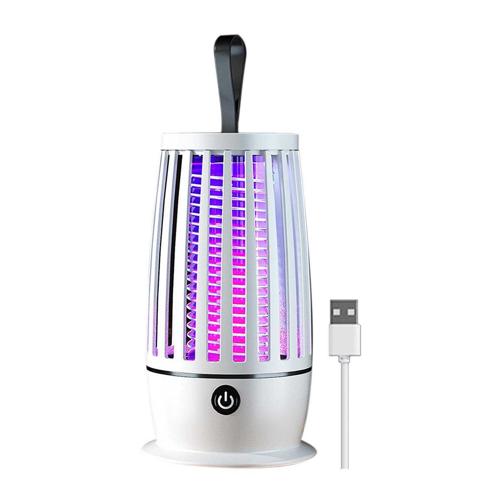 Mosquito Killer USB hängande bugg Zapper Trap-lampa med varmvitt nattljus Giftfritt Elektrisk grå.