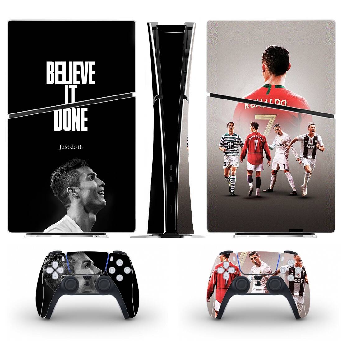 New CR7 Sports PS5 Slim Digital Skin Sticker Decal Cover for Console and 2 Controllers New PS5 Slim Sticker Vinyl