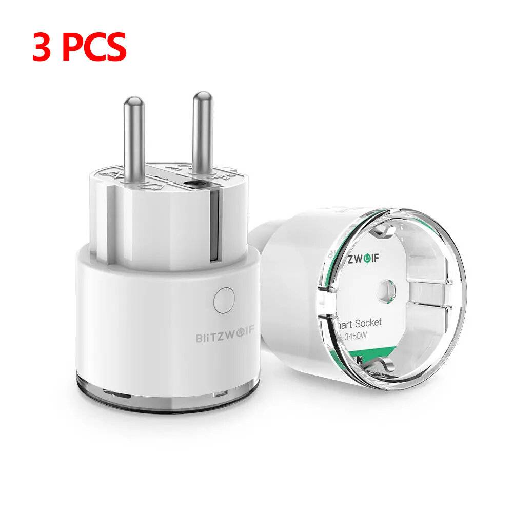 [3ST] BlitzWolf® BW-SHP6 Pro 15A 3450W WiFi Smart Plugga Trådlös strömuttag Energimätning Inget nav krävs App-fjärrkontr