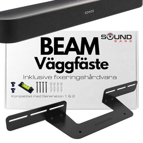 Soundbar-Fäste för Sonos Beam, Kompatibelt med 1:a och 2:a Generationen av Sonos Beam Sound Bar, Innehåller Alla Nödvändiga Monteringskomponenter och Monteringsfäste, Svart