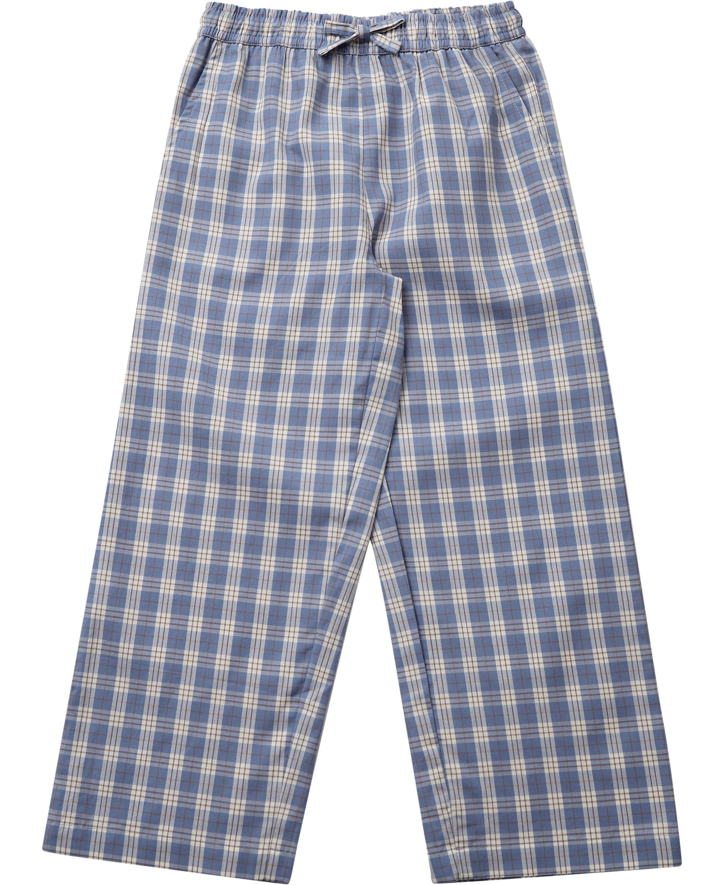 Magasin Noor Kids Pants Organic Gots Stl. 1011 år / 140146 cm unisex Pyjamasar Och Sovplagg - Fine Blue Check (10-11 år / 140-146 cm)