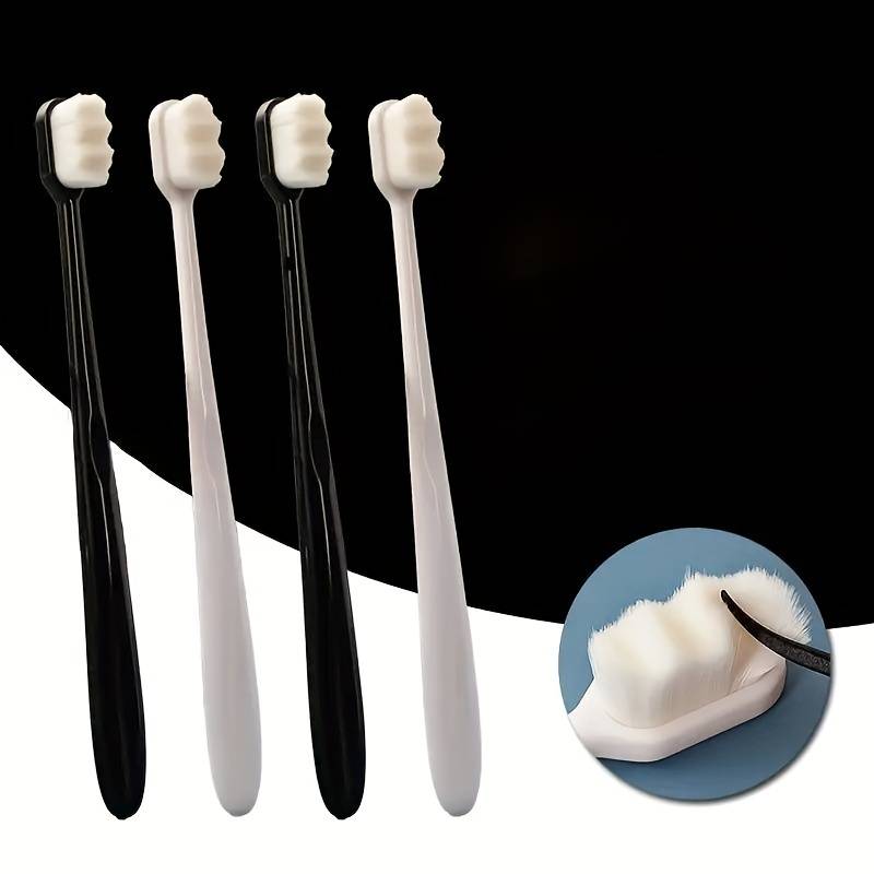 TEMU 4pcs Microfiber Bristle Manual Toothbrushes, Ultra Soft Toothbrush, Manual Toothbrushes With Bristles For Sensitive Teeth And Gums, For Deep Cleaning Oral For Adults Daily Life