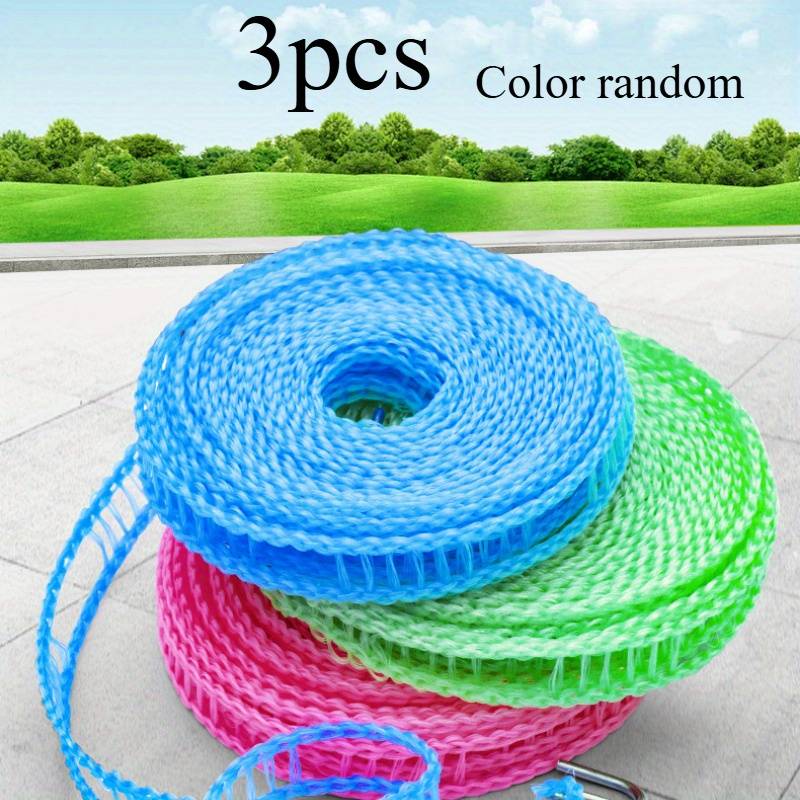 3 Pack Of Windproof Clothesline Green Colors Adjustable Clothes Drying Rope Travel Clothes Line Portable Laundry Line For Indoor Outdoor Camping (5m/16.4ft)-random Color, Clotheslines