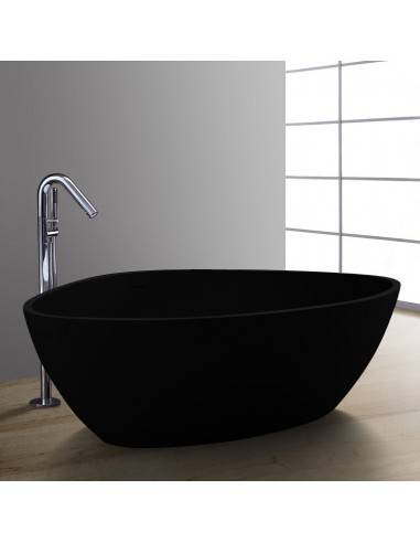Fritstående trekantet badekar i solid stone 180 x 140 cm - Mat sort