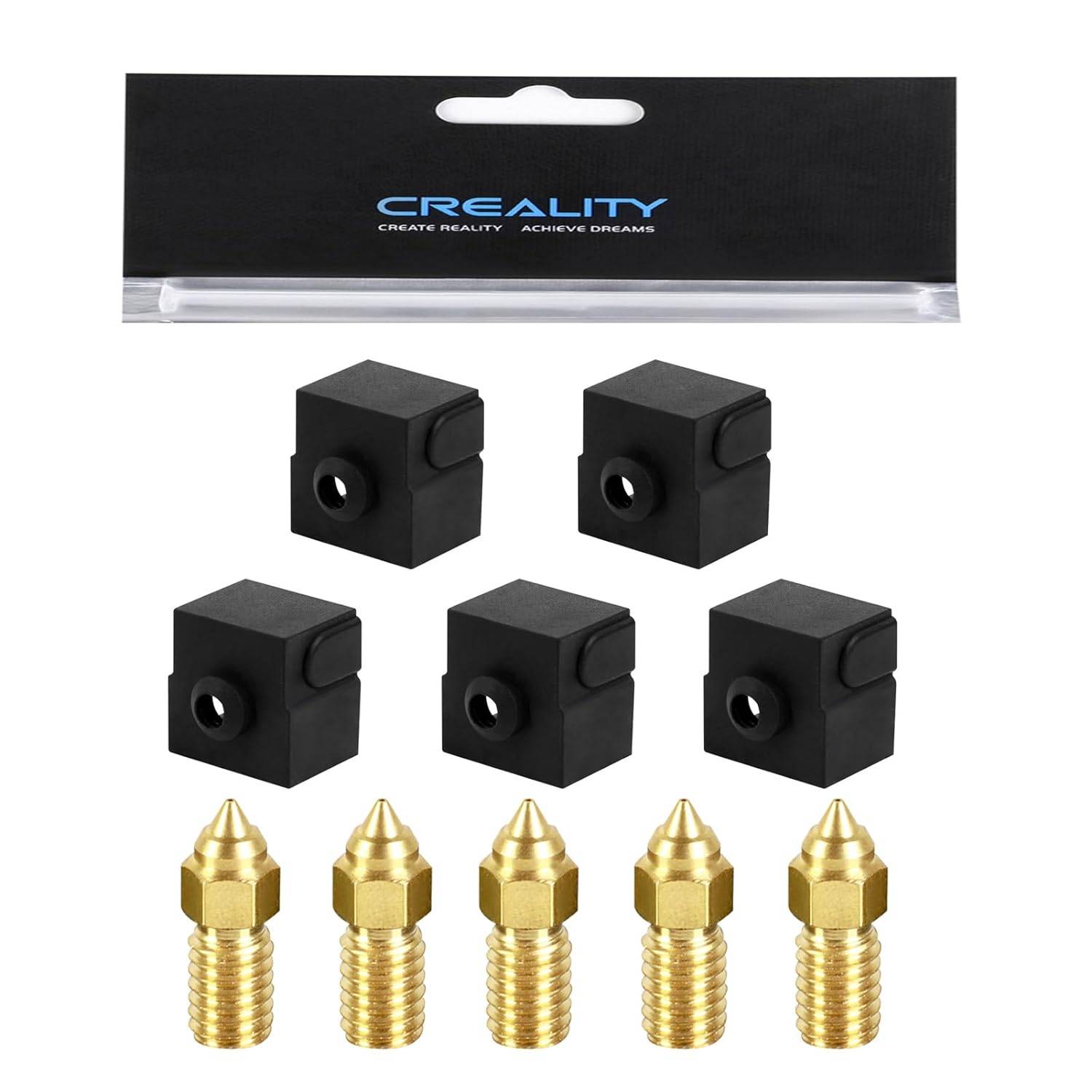 Creality Ender 3 V3 SE Nozzle with 5pcs Silicone Sock,High-Speed Brass Nozzles M6 Hotend Extruder Nozzle for Ender 5 S1/Ender 7