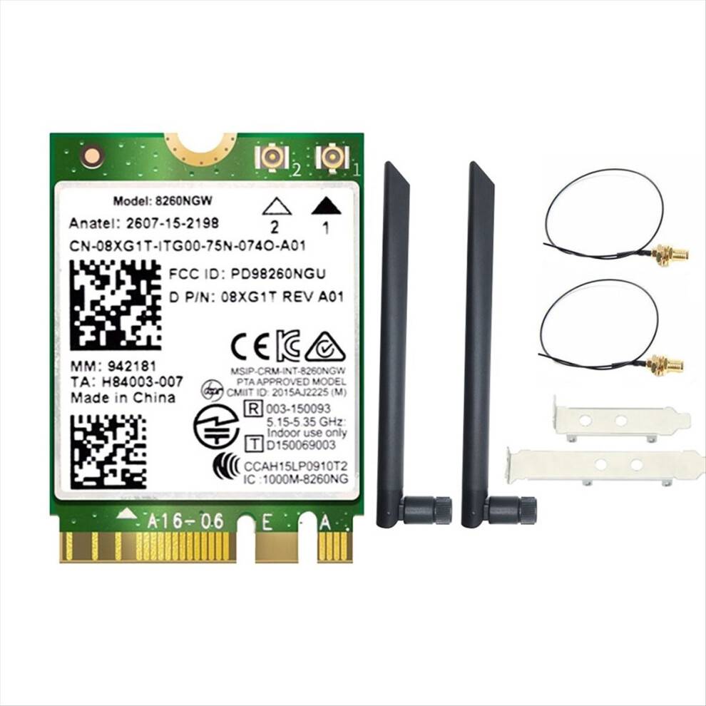 8260 8260NGW WiFi-kort + 2x8DB antenne 2.4G/5Ghz 867M Bluetooth 4.2