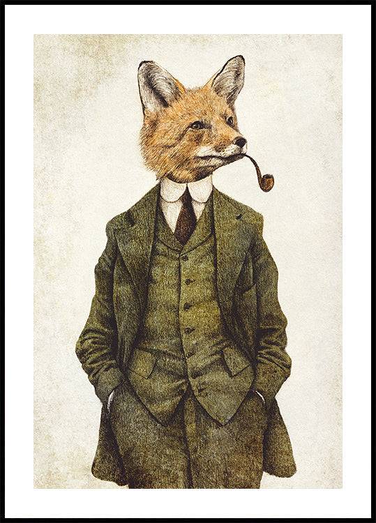 The Vintage Stylish Fox Poster (21x30cm) - Plakater > Grandpa Chic, Grandpa Chic, BD