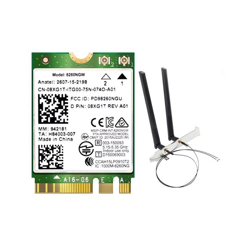 8260 8260NGW WiFi Card+External Antenna Dual-Band 2.4G/5Ghz 867M BT4.2 AC8260 NGFF M.2 WiFi Wireless Card Module