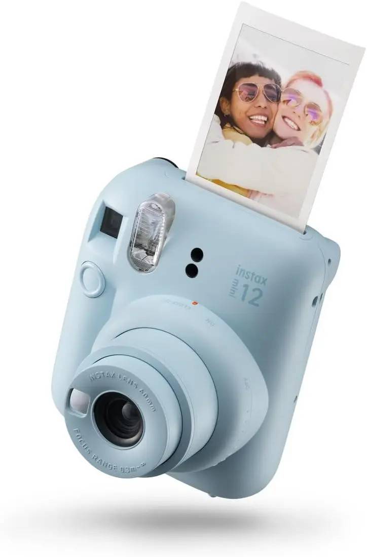 Fujifilm instax mini 12 Pastel Blue - Macchina Fotografica Istantanea, Specchietto Selfie e Modalità Close Up, Esposizione Automatica, Design Pop, Dim.