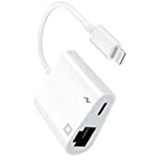 Apple MFI-certifierad Lightning till Ethernet-adapter för iPhone, 2-i-1 LAN Ethernet-nätverk till Lightning-adapter för iPhone 14/13/Pro Max/12/11/XS/XR/X/8/7/6/5 iPad 100 Mbps Cat 8 7 6