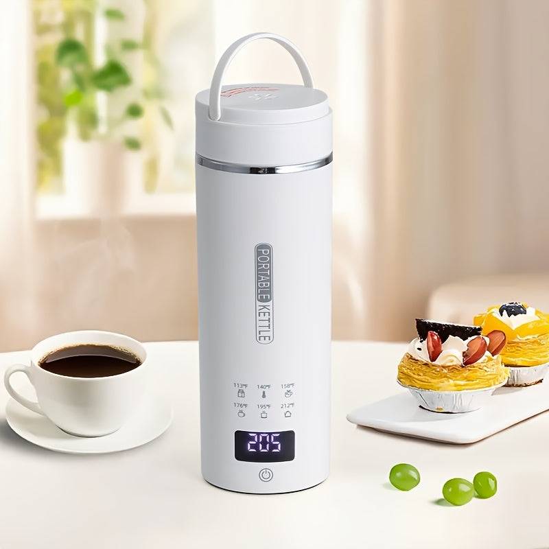 1pc Travel Electric Kettle Portable Small Small Kettle Water Boiler, Water Heater with 6 Temperature Controls, - White