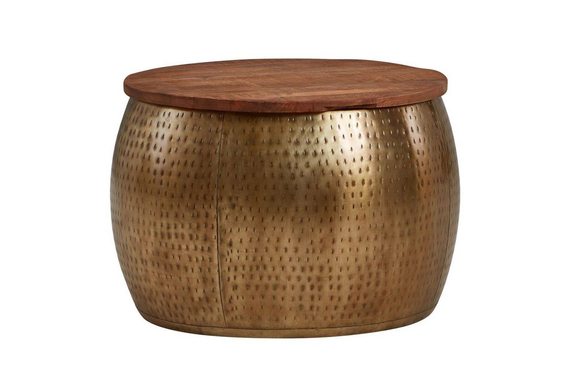 Soffbord Wohnling Rund diameter 60 cm förvaringsutrymme massivt bordsytor lantlig stil - Brun