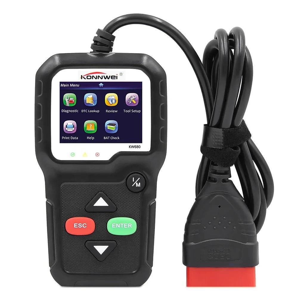 KONNWEI KW680 – OBD2/EOBD/CAN Felkodsläsare med DTC-uppslag, Livedata & O2-sensortest