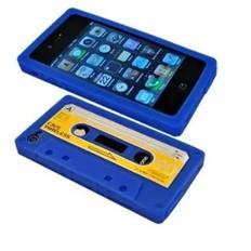 iPhone 4 / 4S Retro Cover. Silikone kassettebånd. Blå.