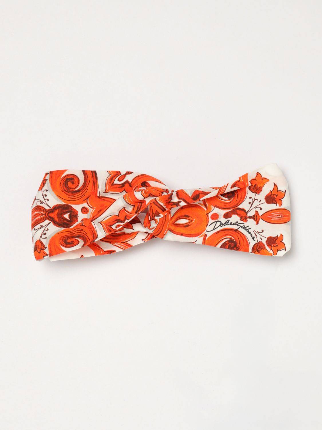 DOLCE &amp; GABBANA Mädchen-Stirnband aus Popeline mit Majolika-Druck - 2