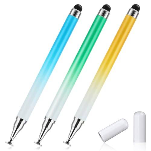 Amaxiu 2-i-1 pekskärmspennor för pekskärmar, 3 st gradient färg styluspenna med transparent skiva och silikonspets hög känslighet stylus fin spets stylus penna kompatibel med alla pekenheter