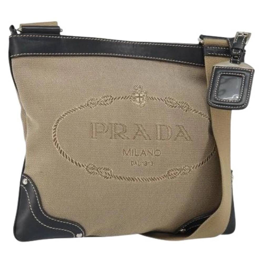 Prada Vintage Pre-owned Vintage Canvas Cross Body Taske - Vintage - Dame - Beige - ONE SIZE - Tyl