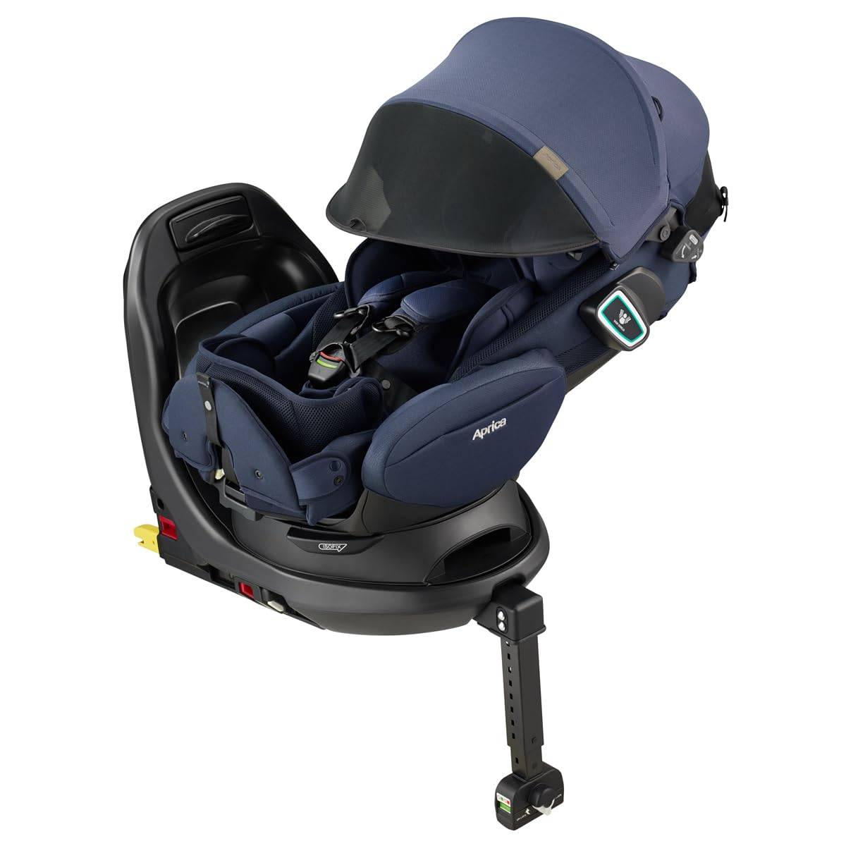 Aprica Barn ISOFIX Fradia Glow ISOFIX Safety Plus Premium Nyfödd 4 År Kompatibel med R129 Säte, Fast, AB, ~ Gammal, Roterbar, (Strålande Marinblå)
