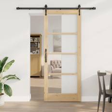 vidaXL Skydedør Brun 86 x 211 cm Træ og metal