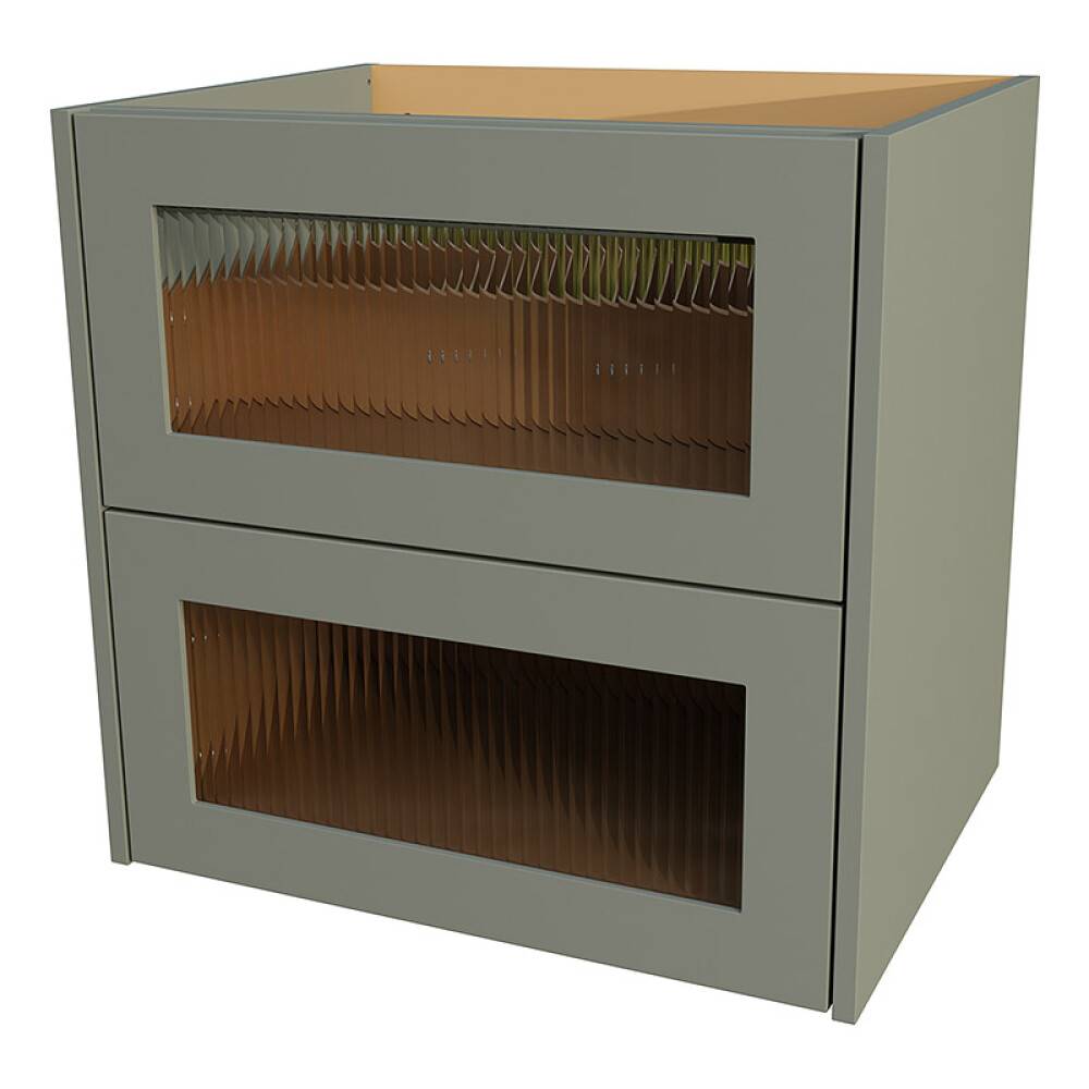 TVÄTTSTÄLLSSKÅP CAMARGUE AURA 2 LÅDOR 60CM LINJEGLAS OLIV