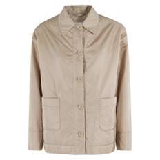 Aspesi, Jacka, Dam, 2Xs, Nylon, Beige Nylonjacka med Spetskrage