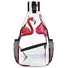 RIRIX Tropisk djur fågel flamingo sling ryggsäck djur flamingo crossbody väska mångsidig crossbody väska resa vandring bröstväska vardaglig dag väska, Som visat, 7.9*3.5*14.2 inches