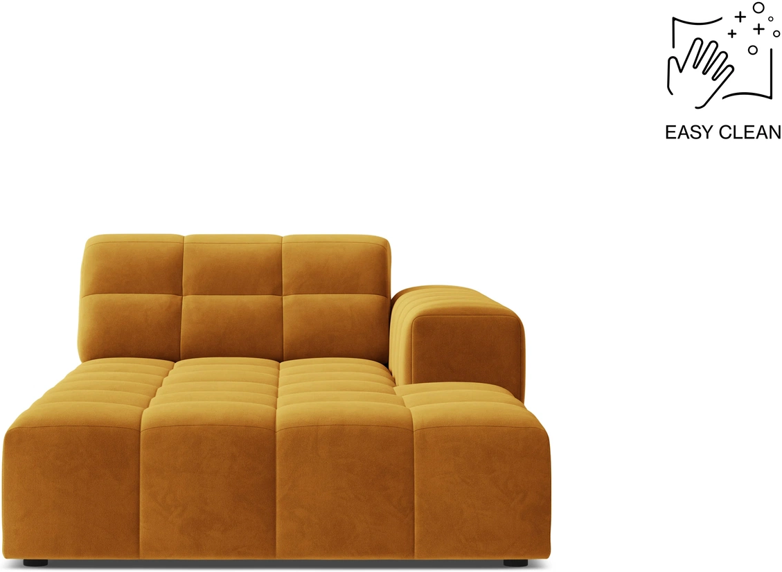 Chaiselong modulsofa/daybed Micadoni Jennifer, højrevendt, gul velour, 108x167 cm