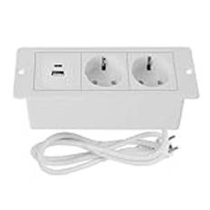 GothicBride Bordsuttag Infällbart PD20 W Snabbladdning 2-Vägs Inbyggt Med USB Flera Uttag för Kontor Kök (Vit)