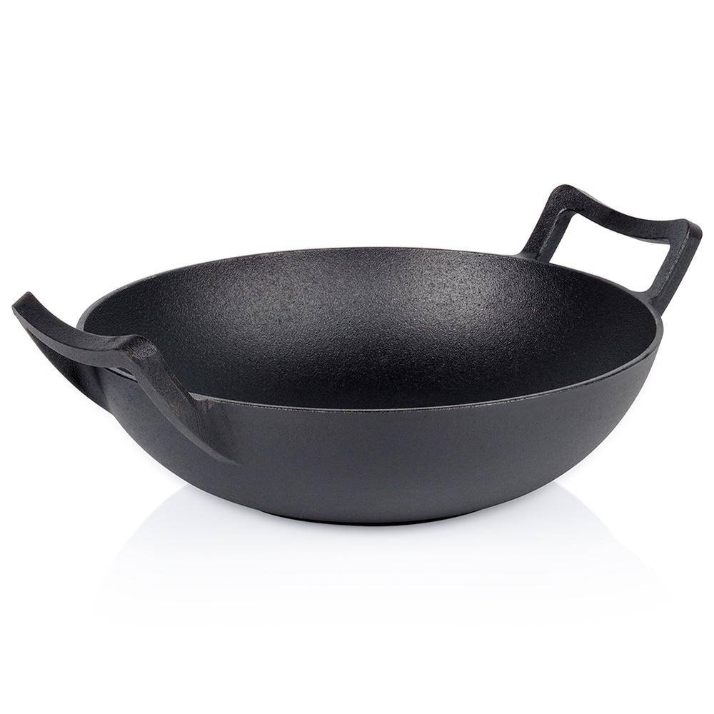 Cast Iron Wok Deep Frying Pan For Frying And Stewing Asian Dishes 32 Cm