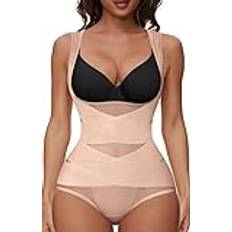 Joligiao Shapewear Dam magkontroll, bodysuit, figurformande kroppsformande kroppsformare, midjeformare, underbyst, korsett formande bodysuit med krokar, underkläder, Beige, L