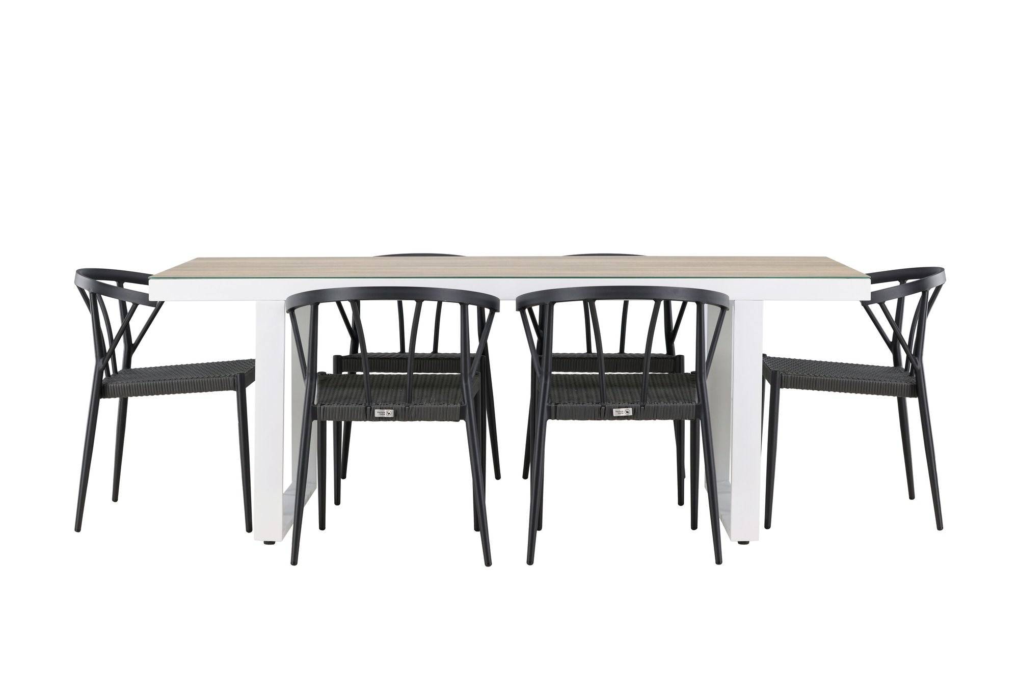 Venture Home Merlo spisebord - White/Whitewash +Stina - Spisebordsstol- Black - Alu/wicker - NEED Higher Seat hegiht! _6