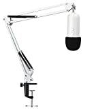YOUSHARES White Mic Stand with Pop Filter - Mic Suspension Boom Arm Stand with Foam Cover Vindruta för White Blue Yeti och Yeti Pro Microphone