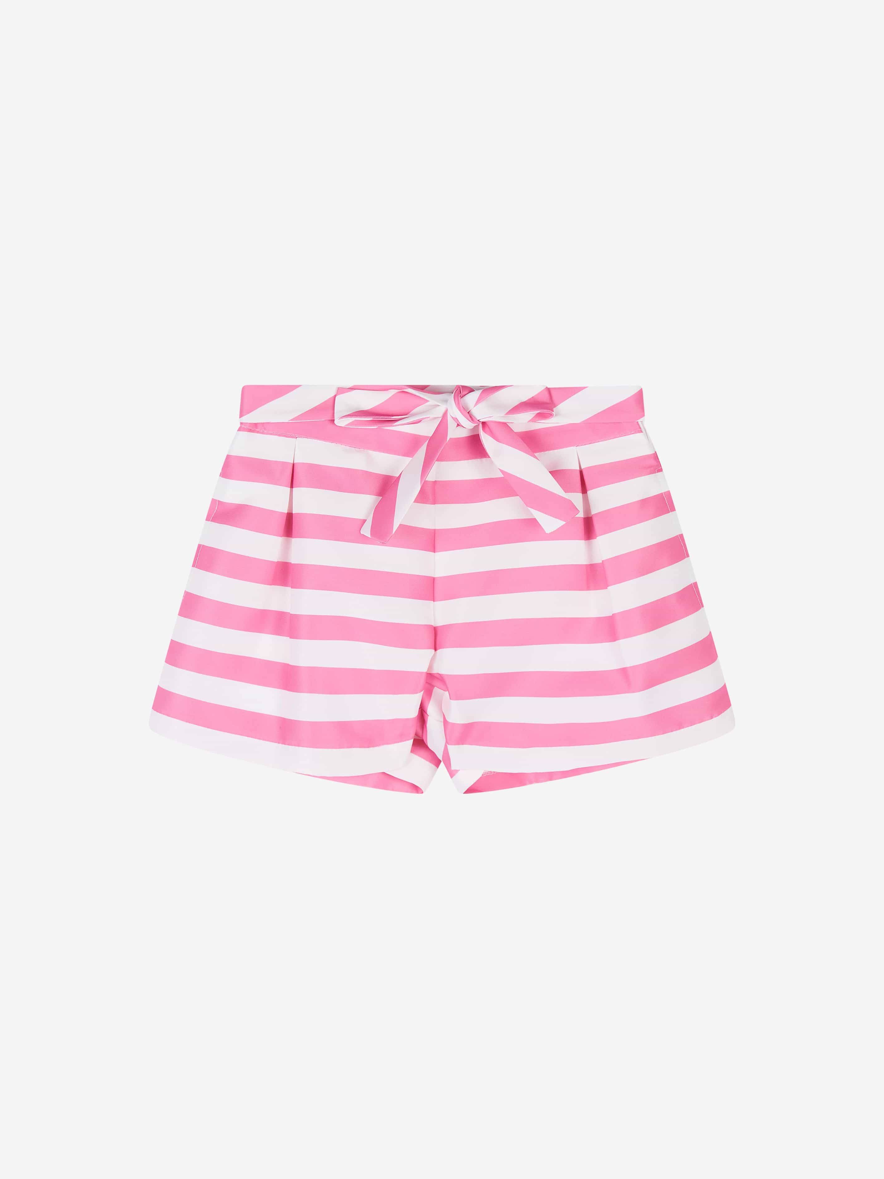 Mama Luma Girls Striped Mini Shorts in Pink - Pink / 9 - 10 Yrs (9 - 10 Yrs)
