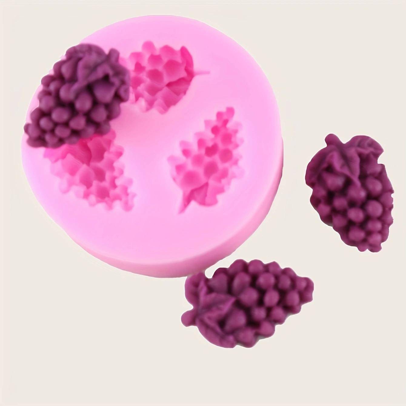 1 st-Druvform, 3D Silikonform, Fruktform, För DIY Tårtdekoreringsverktyg, Bakverktyg, Kökstillbehör rosa
