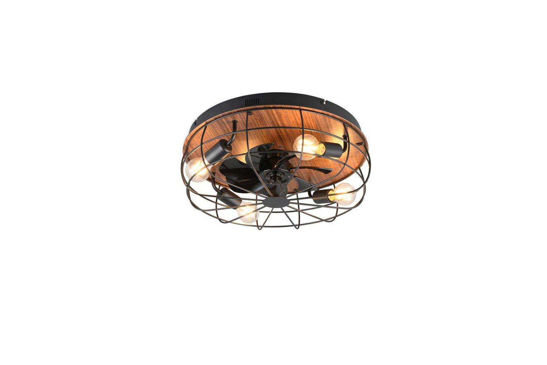 Fläkt TRIO Trondheim Mattsvart/trä - Taklampa & takbelysning Grå,Natur Trio Lighting