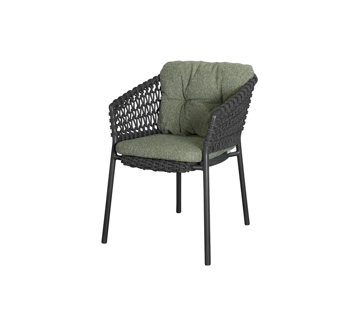 Ocean stol | Udendørs Dark green, Cane-line Wove Cane-line Soft Rope, Dark grey.