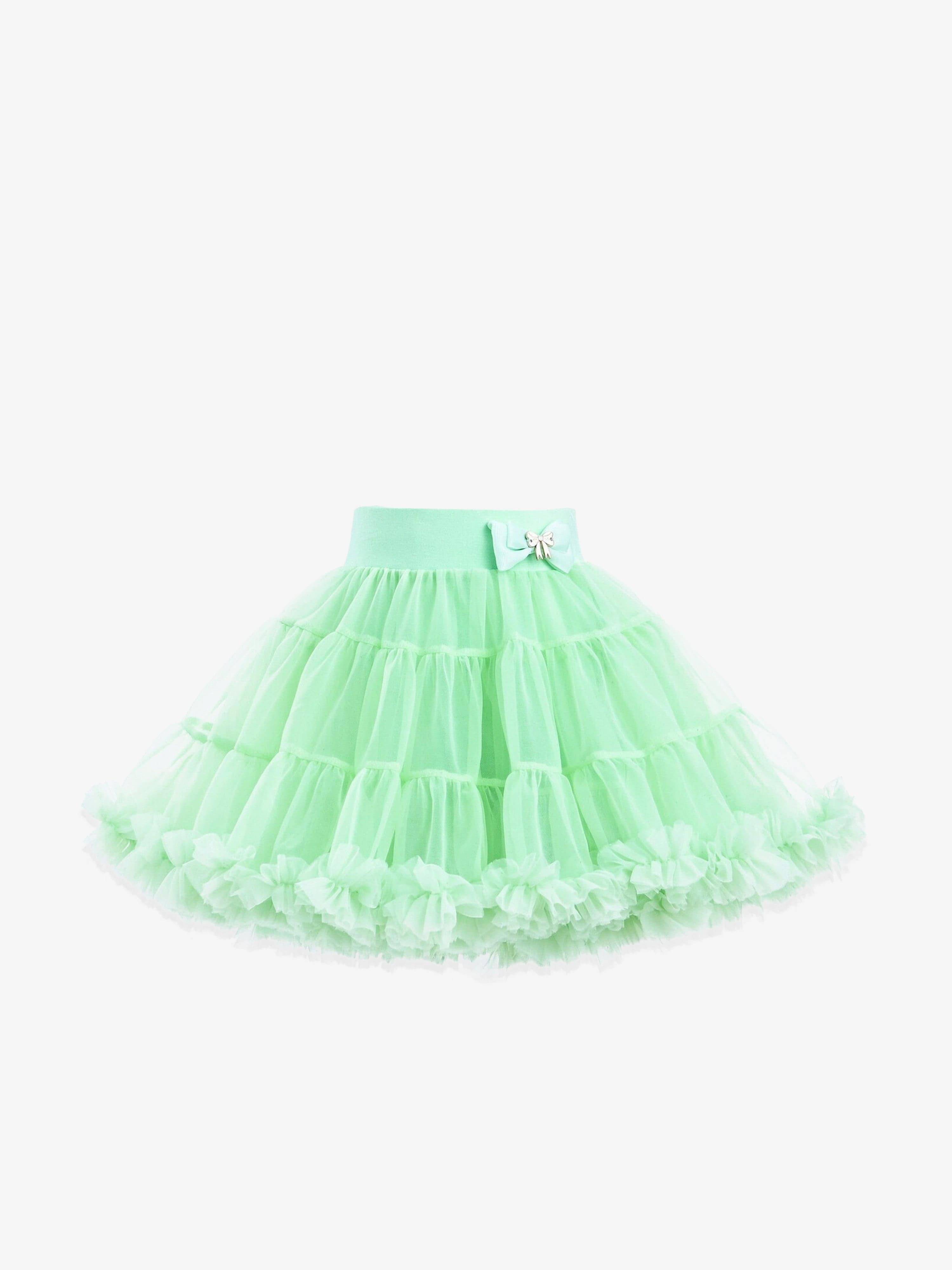 Green Pastel Bow Tulle Skirt - Green / 2Y-3Y (2Y-3Y)