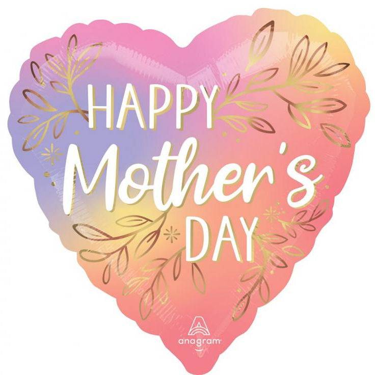 "Happy mothers dag" hjerte folieballon - Send med helium